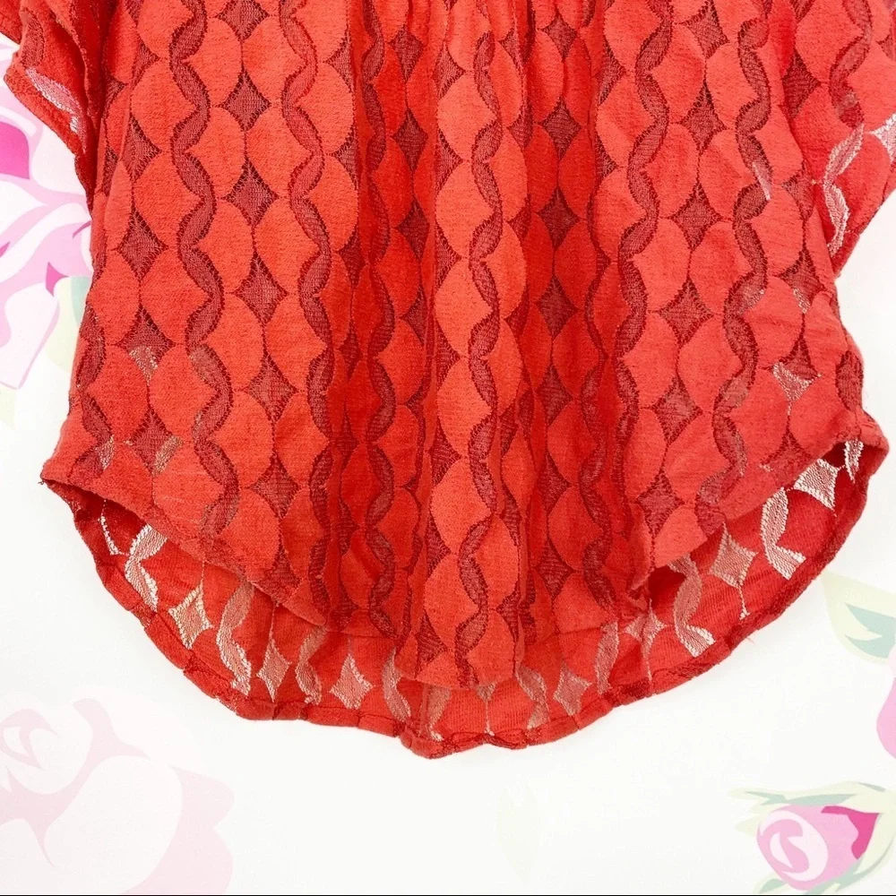 Anthropologie The Addison Story Lunar Cycle Boho Lace Red Orange Blouse S - Picture 5 of 8